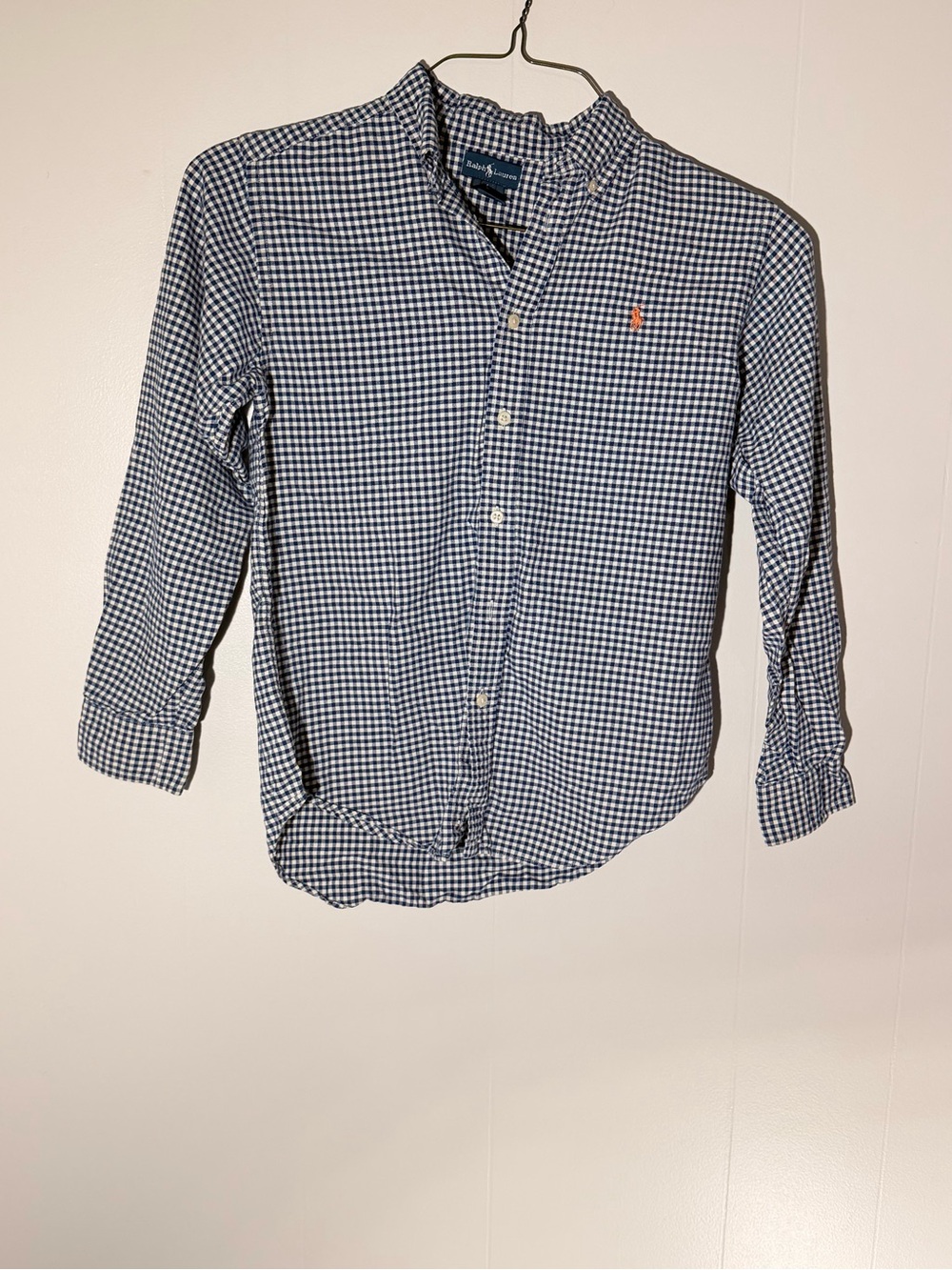 Ralph Lauren Navy & White Gingham Button-Down Shirt